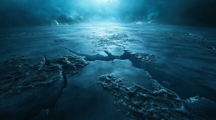 Mysterious frozen landscape under soft light.