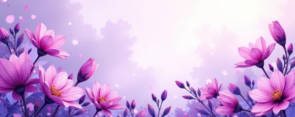 Purple floral watercolor background for memorial service, loss, beautiful, design