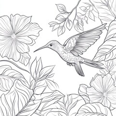 Floral hummingbird illustration