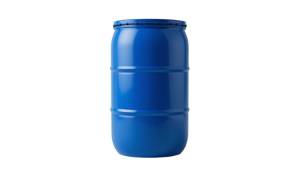 Blue oil barrel isolated on transparent background 