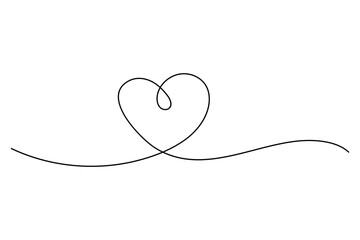 Heart continuous single line art drawing Minimalistic Doodle vector illustration
