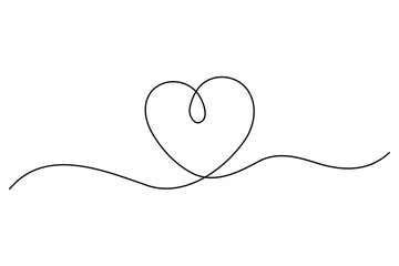Heart continuous single line art drawing Minimalistic Doodle vector illustration
