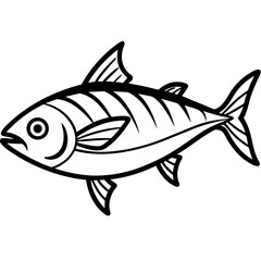 Minimal Bonito Fish Vector on White