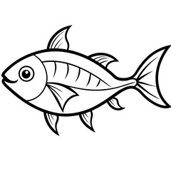 Minimal Bonito Fish Vector on White