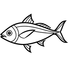 Minimal Bonito Fish Vector on White
