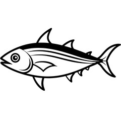 Minimal Bonito Fish Vector on White