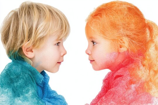 Embracing Children's Mental Health: Double Exposure Portraits of Young Minds and Emotions - Powered by Adobe