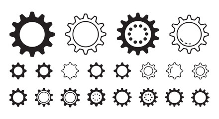 Set of gear shapes in a repeating design, ideal for technical illustrations.
