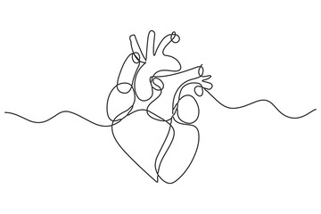 Obraz premium Heart continuous single line art drawing Minimalistic Doodle vector illustration 