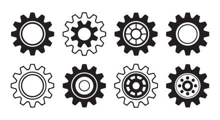 Repeated cog design in minimalist style for technology-themed artwork.