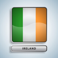 Fototapeta premium Ireland flag square button Isolated on color gradient background. Exclusive Icon flag