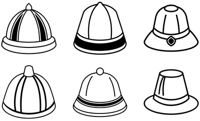 Vector Illustration of Different Types of Hats