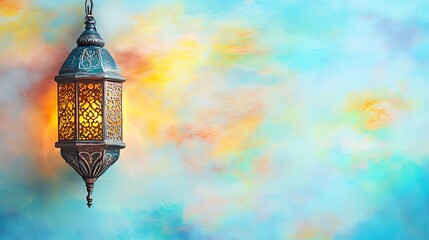 Obraz premium Ramadan Lantern with Colorful Background.