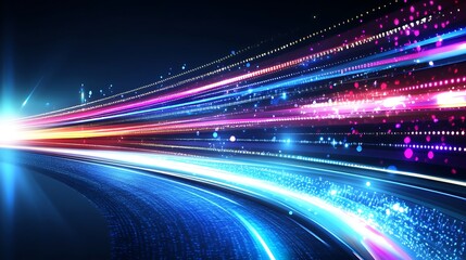 Fototapeta premium Light trails with speed, technology, and abstract.