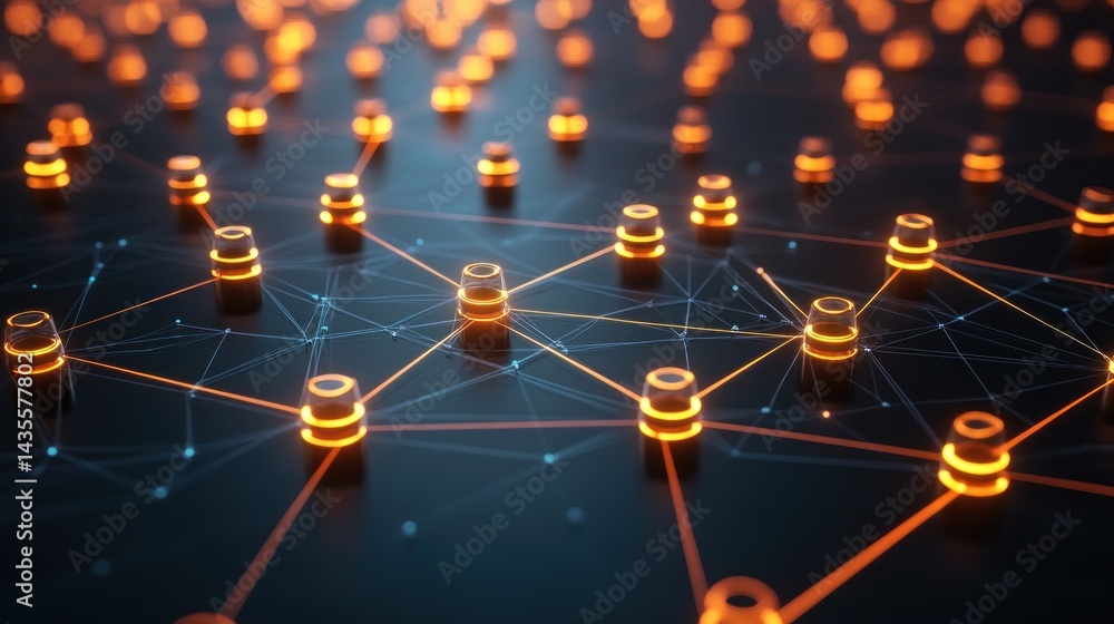Poster abstract network of interconnected data points
