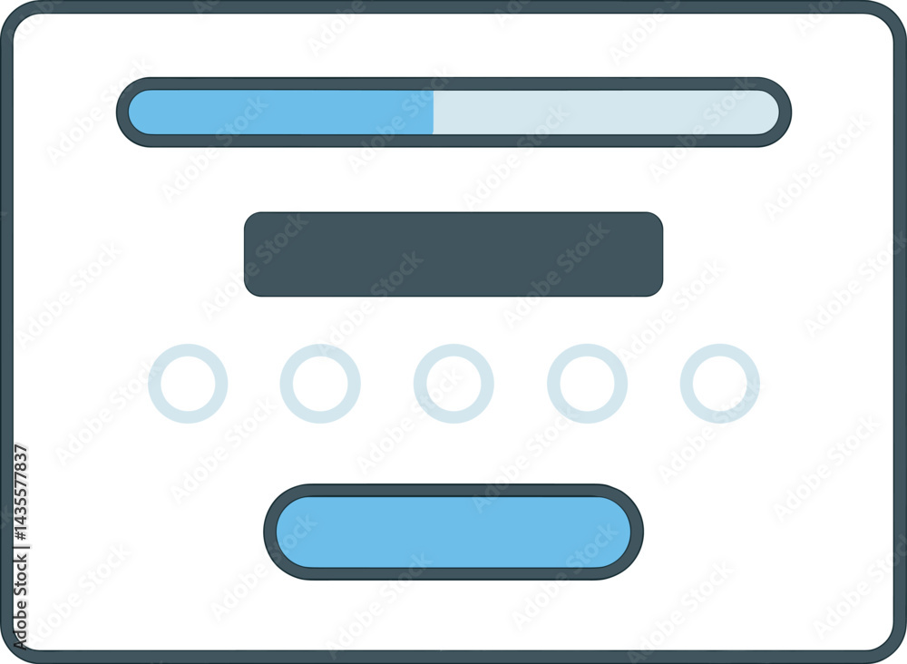 Poster vector illustration of an online survey tool with question preview, response scale, progress bar, an