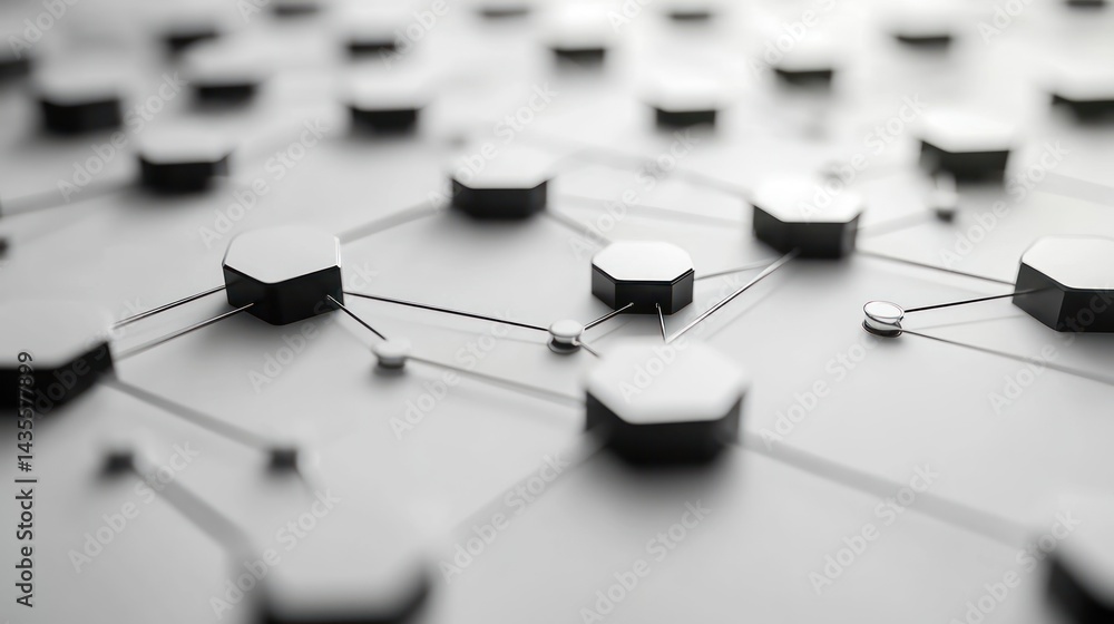 Poster abstract network of interconnected hexagons