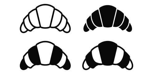 Croissant Icons Black and White Vector Graphic Design Illustrations Set