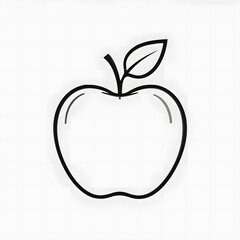 Fototapeta premium Simple Apple Outline Drawing Black and White Fruit Illustration