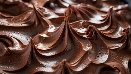 Rich decadent chocolate frosting swirls tempting indulgence pure chocolate heaven