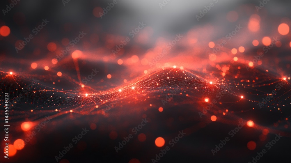 Poster abstract red digital wave pattern