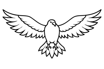 Bald Eagle With Outspread Wings Line Art Vector Illustration