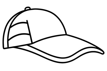 Baseball Cap With Flag Patch Line Art Vector Illustration