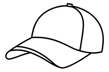 Baseball Cap With Flag Patch Line Art Vector Illustration