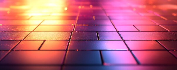 Abstract geometric tiles, vibrant colors, perspective.  Use background, design