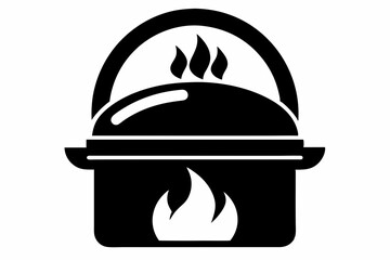 Camp Oven Baking Bread Silhouette Vector Illustration