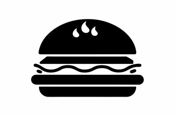Cheeseburger Icon With Steam Silhouette Vector Illustration