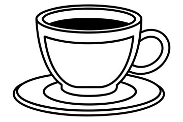 Classic Diner Coffee Cup Line Art Vector Illustration