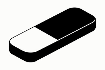 Eraser Halfway Used Silhouette Vector Illustration