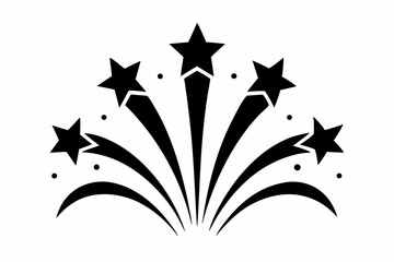 Fireworks With Star Trails Silhouette Vector Illustration