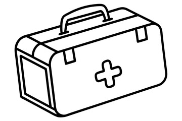 First Aid Kit Box Line Art Vector Illustration