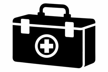 First Aid Kit Box Silhouette Vector Illustration