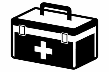 First Aid Kit Box Silhouette Vector Illustration