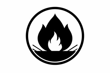 Minimalist Campfire In Circle Badge Silhouette Vector Illustration