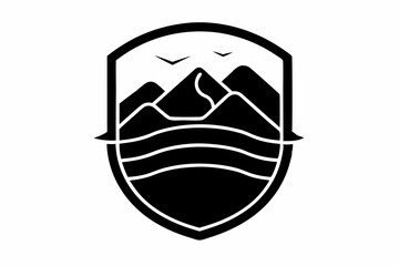 Minimalist Topographic Lines Badge Silhouette Vector Illustration