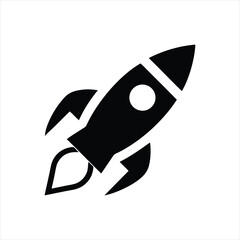 silhouette of space rocket vector on white background.  