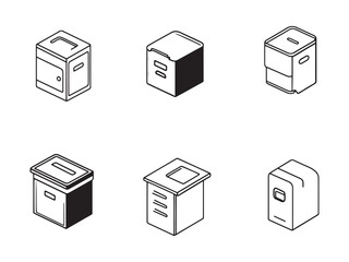 File Box line art icon vector outline drawing style