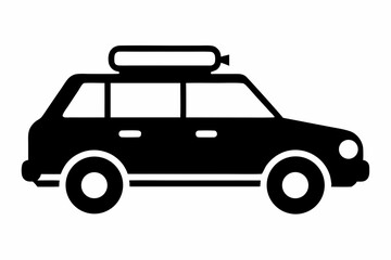 Road Trip Car With Roof Rack Silhouette Vector Illustration