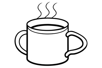 Steam Rising From Metal Mug Line Art Vector Illustration
