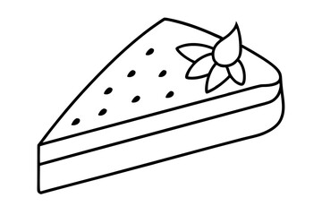 Strawberry Shortcake Slice Line Art Vector Illustration