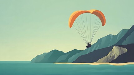 Paragliding coastal cliffs sunset.