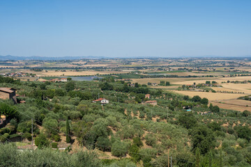 Panorama of the.Countryside and Shores of Lake Trasimeno, Umbria, Italy