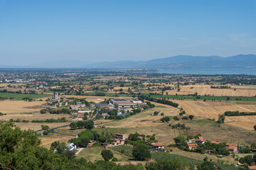 Obraz premium Panorama of the.Countryside and Shores of Lake Trasimeno, Umbria, Italy