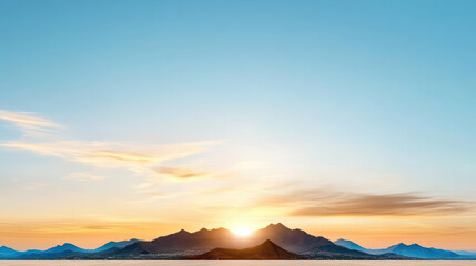 Fototapeta premium stunning sunset over distant mountains creates serene atmosphere, reflecting on water