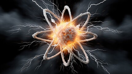 Cracks race through the atom’s core, triggering an intense explosion of fission energy.

