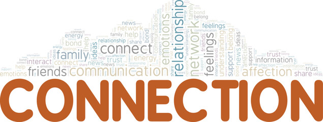 Obraz premium Connection word cloud conceptual design isolated on white background.